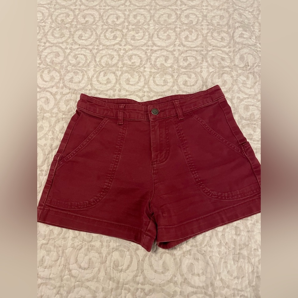 Patagonia Size Zero 0 Womens Red Organic Cotton Stand Up Shorts with Poc…